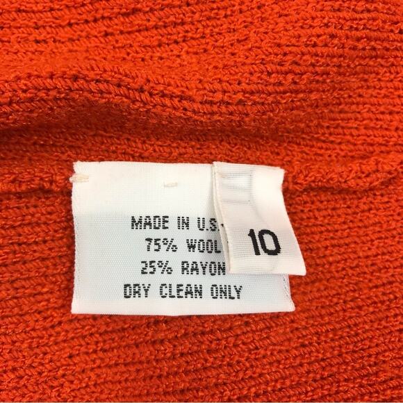 STEVE FABRIKANT VTG Wool Knit Dress 10 Orange Retro Versatile Y2K Rare Made USA - Picture 9 of 12